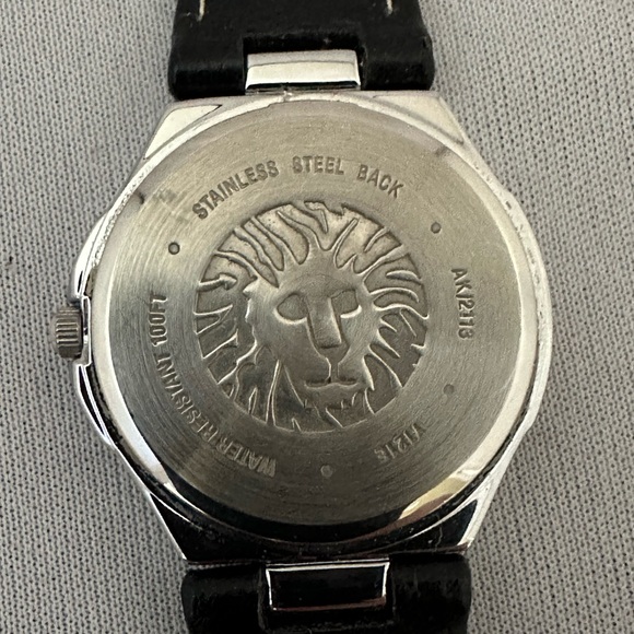 Anne Klein silver tone ladies watch with black leather band - Picture 4 of 6